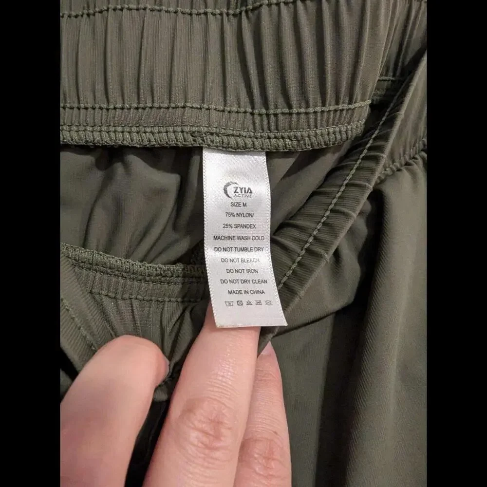Zyia Women's Green Drawstring Nylon/Spandex Activewear Running Pants Size Medium